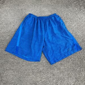 Nike Running Shorts Boys Large Blue Dri-FIT Lined Gray Swoosh Gym Training